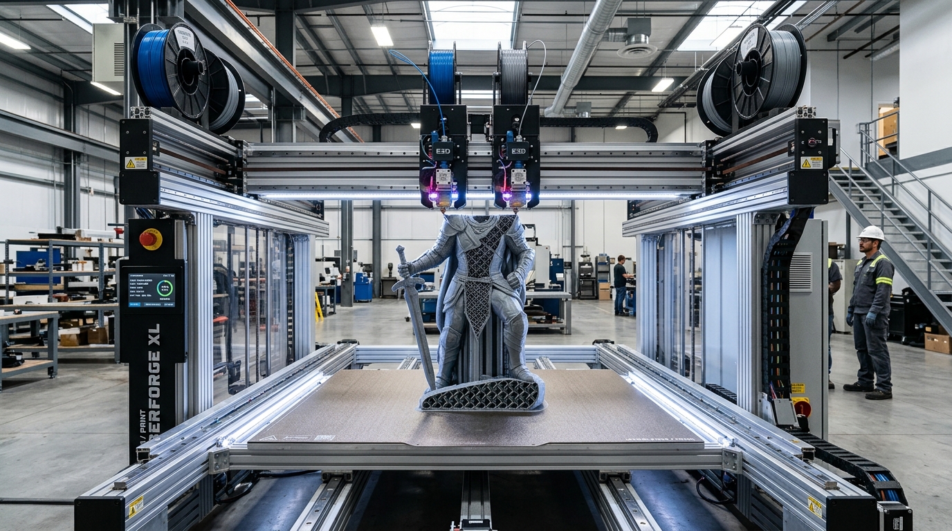 $150,000 Industrial Gantry 3D Printer Printing Halfway